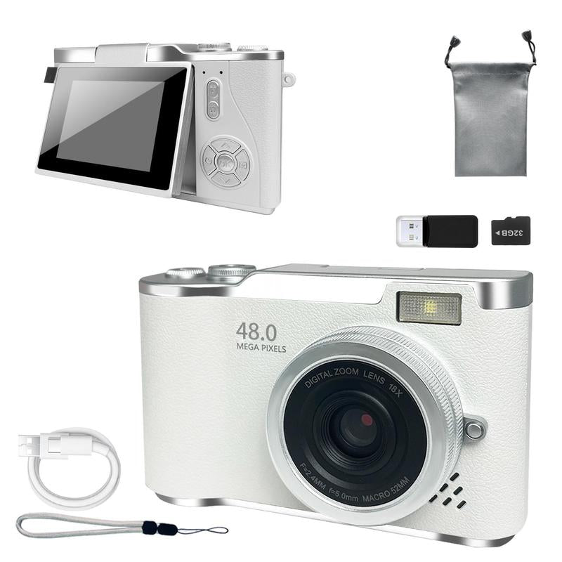 4K Foldable Screen Student Camera, 1 Count Retro CCD Card Machine, Entry-Level Digital Camera, 1080P High Built-In Games & Filter Functions Camera, Mother'S Day Gifts, Video