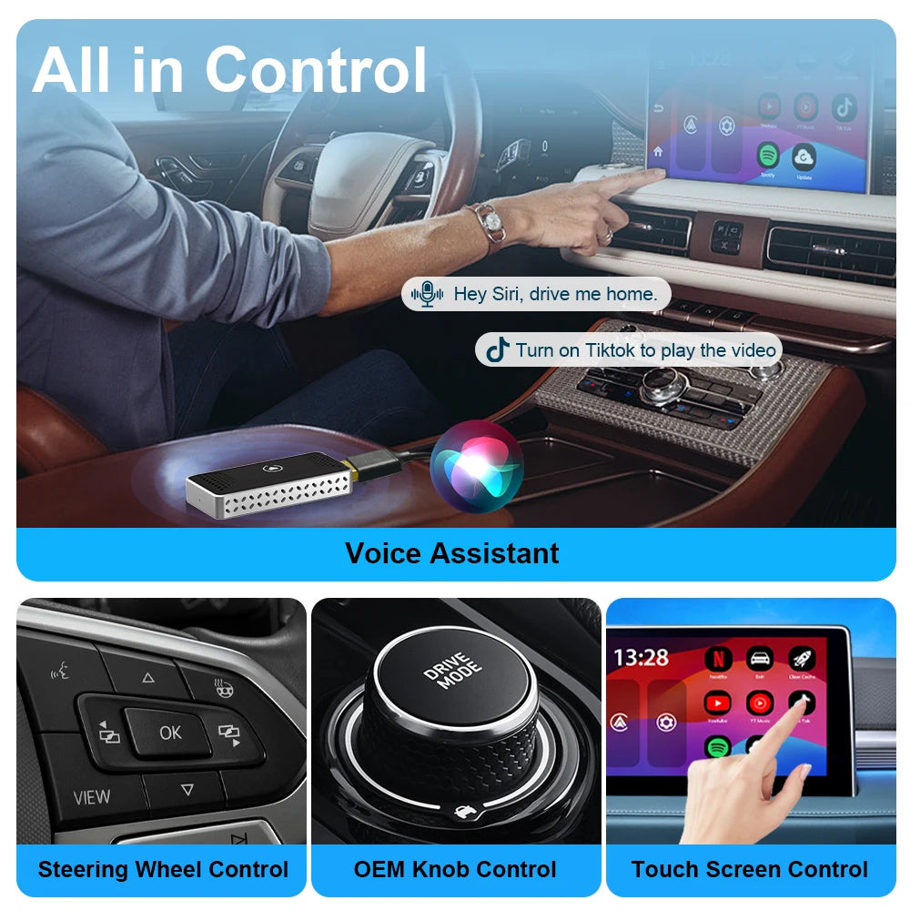 2025 Smart Mini Ai Box 2+16GB Android 13 Support Netflix Youtube Wireless Carply Suitable for 99% of Cars with Wired Carplay