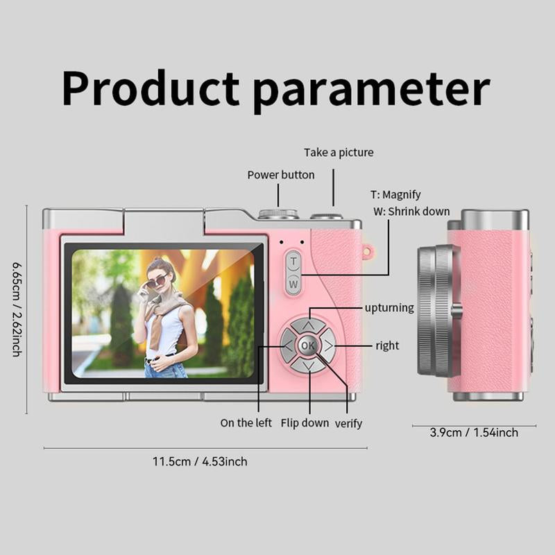 4K Foldable Screen Student Camera, 1 Count Retro CCD Card Machine, Entry-Level Digital Camera, 1080P High Built-In Games & Filter Functions Camera, Mother'S Day Gifts, Video