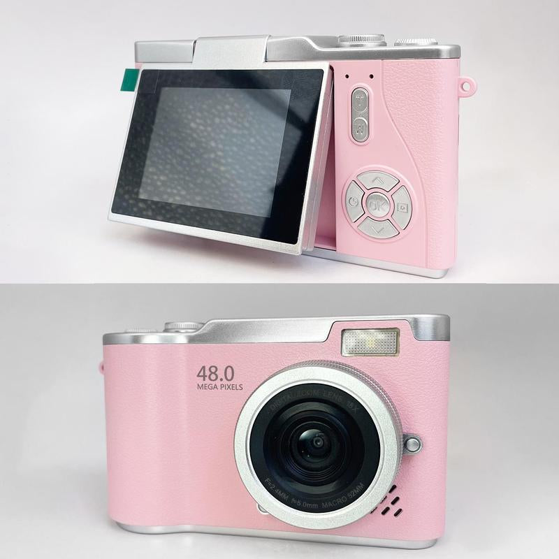 4K Foldable Screen Student Camera, 1 Count Retro CCD Card Machine, Entry-Level Digital Camera, 1080P High Built-In Games & Filter Functions Camera, Mother'S Day Gifts, Video
