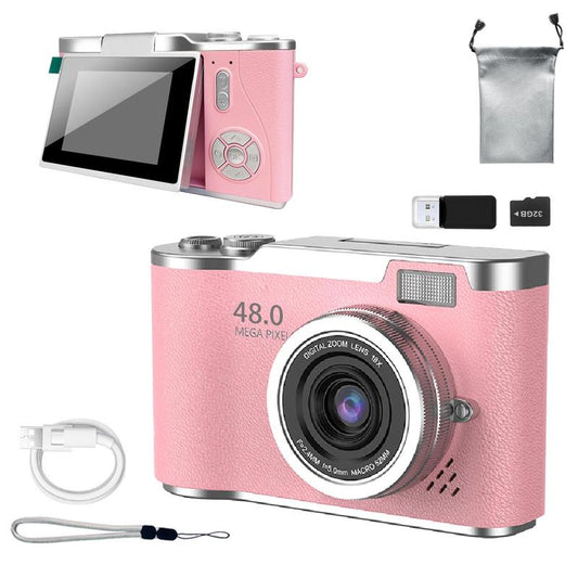 4K Foldable Screen Student Camera, 1 Count Retro CCD Card Machine, Entry-Level Digital Camera, 1080P High Built-In Games & Filter Functions Camera, Mother'S Day Gifts, Video