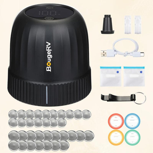 Bougerv Vacuum Sealer ​With 7 Free Accessories Kit ,Auto Stop Mason Jar Vacuum Sealer Kit, Portable Vacuum Sealer for Wide & Regular-Mouth Mason Jars, Electric Jar Vacuum Sealer for Food Storage,Canning Supplies,Firm Sealing, Kitchen Gadgets